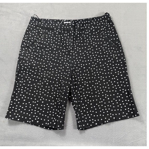 Izod Pants - IZOD Golf Womens Shorts Size 8 Black White Geometric Bermuda Preppy Stretch